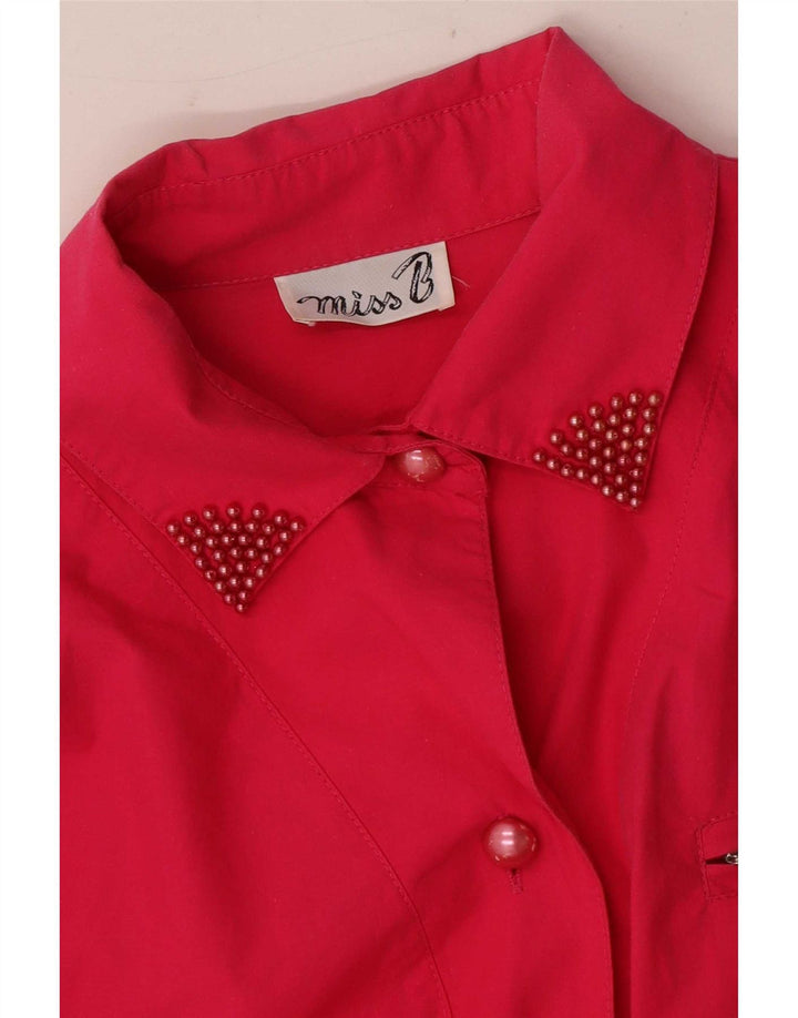 Abito camicia pullover a maniche corte da donna vintage IT 42 Rosa medio