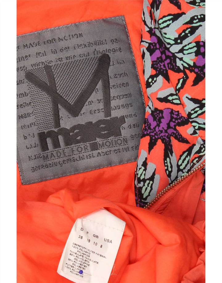Giacca da sci oversize da donna Maier UK 10 Small Orange Floral Poliammide