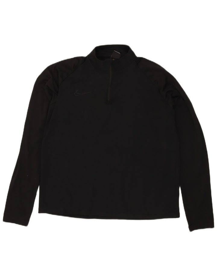 Nike Uomo Dri Fit Zip Collo Pullover Tuta Top Large Nero Poliestere