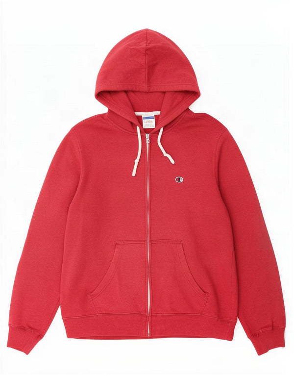 Maglione con cappuccio e zip da uomo Champion grande in cotone rosso