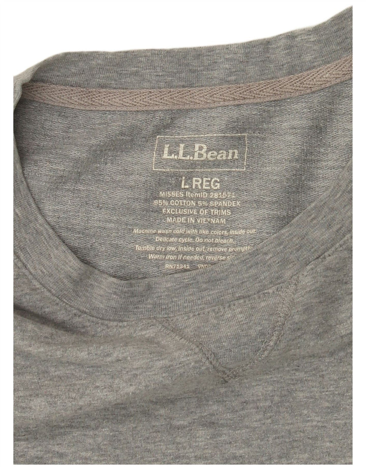L.L.BEAN Felpa con grafica da donna Maglione UK 16 Large Grigio Cotone