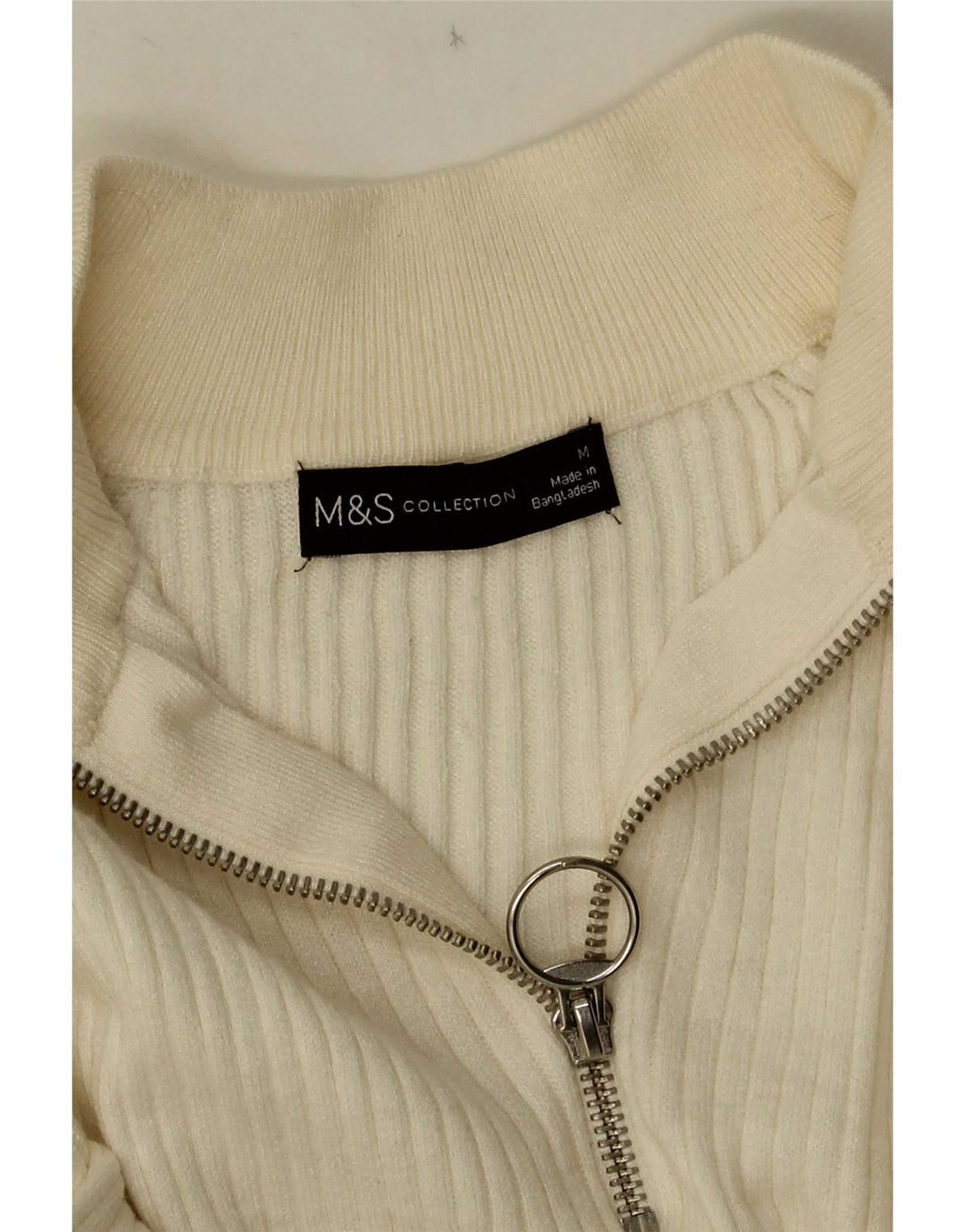 Maglione da donna Marks & Spencer con zip e collo UK 14 medio bianco sporco