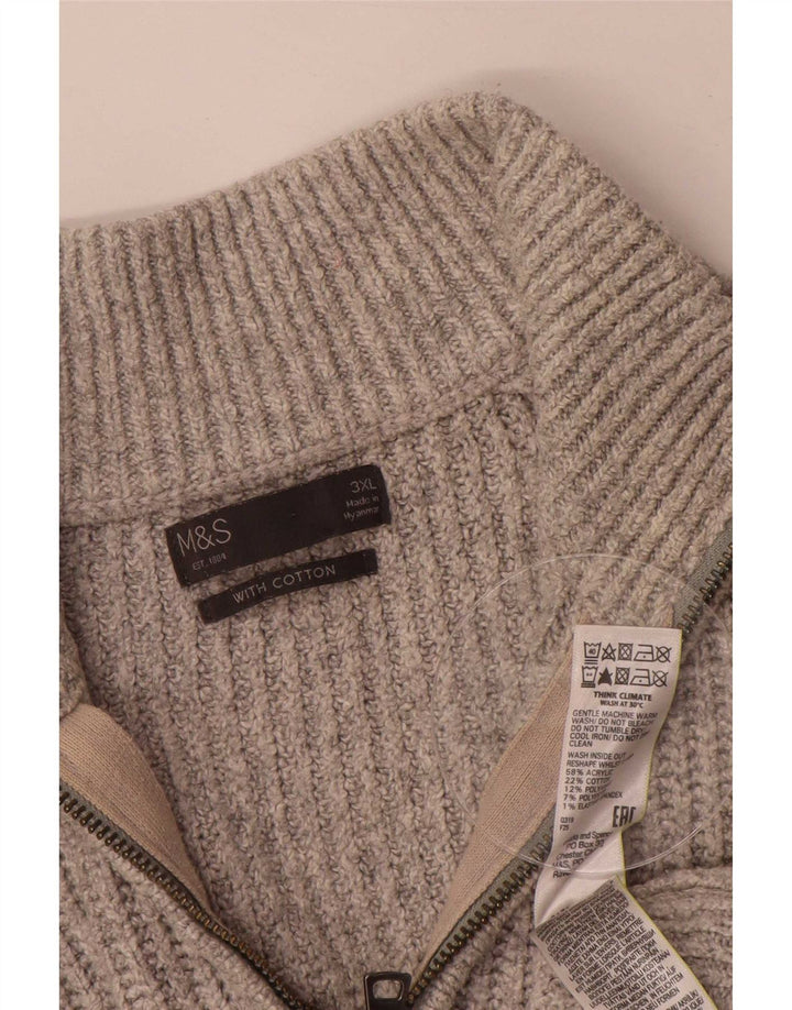 Maglione da uomo con collo con zip Marks & Spencer 3XL acrilico grigio