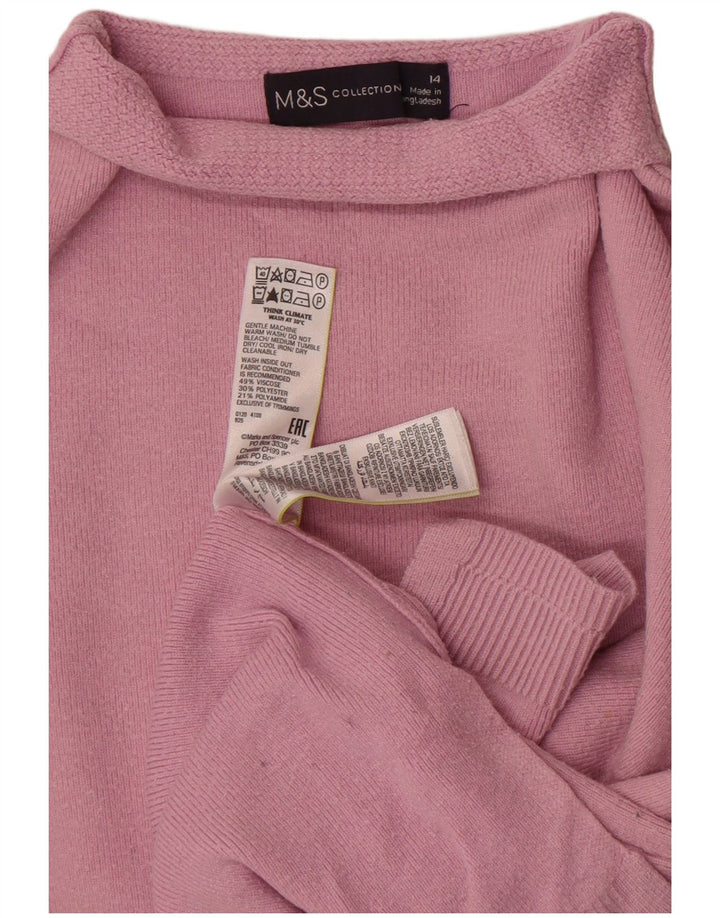 Maglione maglione a collo alto da donna Marks & Spencer UK 14 grande viscosa rosa