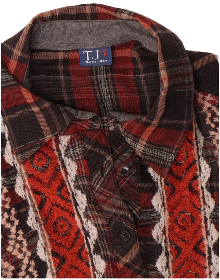 Camicia lunga da donna Trussardi UK 14 Check bordeaux medio