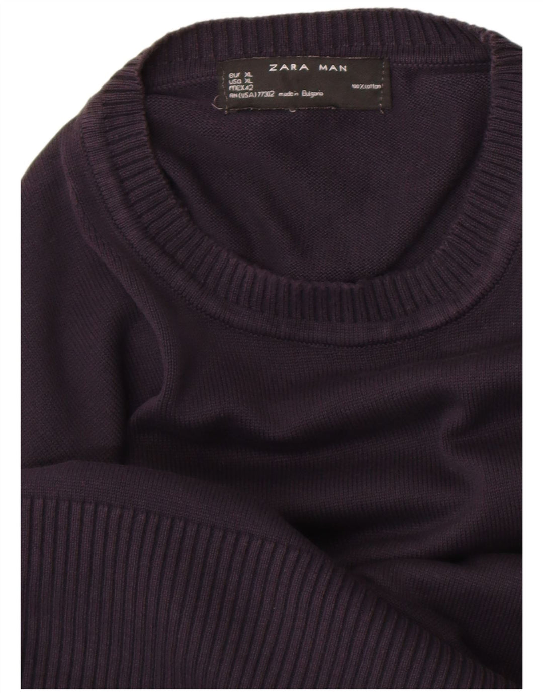 Maglione maglione girocollo da uomo Zara XL in cotone blu navy