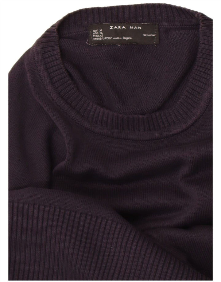 Maglione maglione girocollo da uomo Zara XL in cotone blu navy