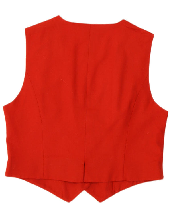PETER HAHN Gilet corto da donna UK 20 2XL Lana vergine floreale rossa