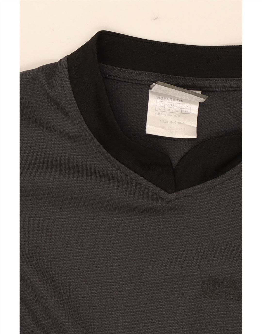 JACK WOLFSKIN Womens Top Long Sleeve UK 10 Small Grey Colourblock Vintage Jack Wolfskin and Second-Hand Jack Wolfskin from Messina Hembry 