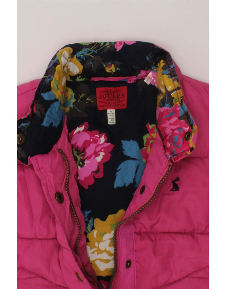 JOULES Girls Padded Gilet 5-6 Years Pink Polyester Vintage Joules and Second-Hand Joules from Messina Hembry 