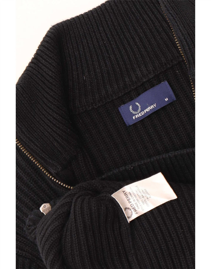 Maglione cardigan da uomo Fred Perry in cotone nero medio