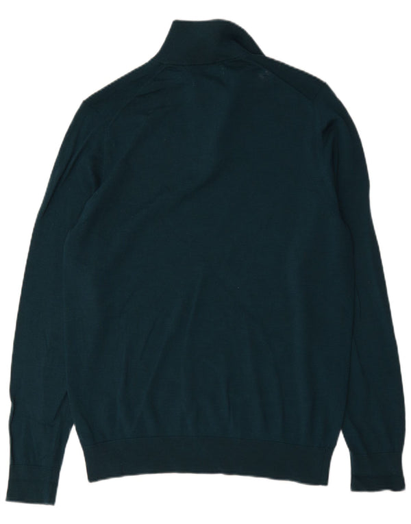 Marks & Spencer Mens Autograph Zip Neck Jumper Sweater Medium Green Wool
