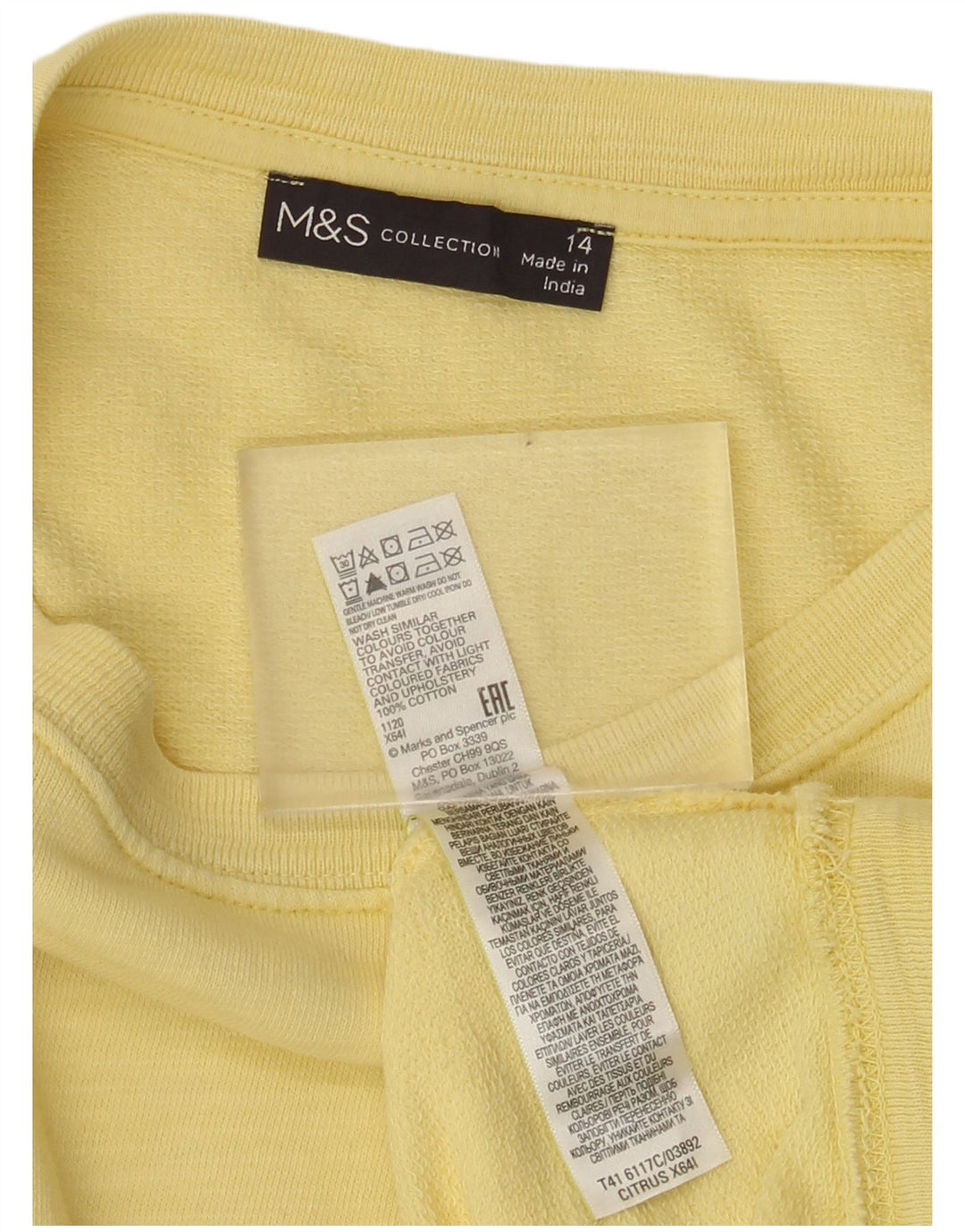 Felpa da donna Marks & Spencer UK 14 grande cotone giallo