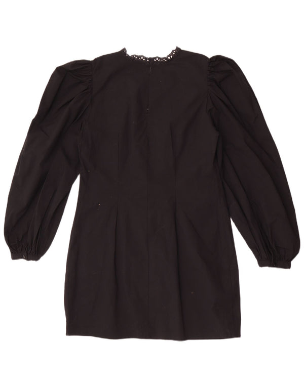 Abito a trapezio a maniche lunghe da donna Zara UK 14 grande nero
