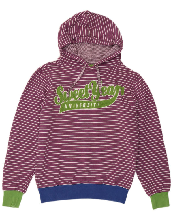 Maglione con cappuccio grafico da donna Sweet Years UK 14 Cotone a righe viola medio