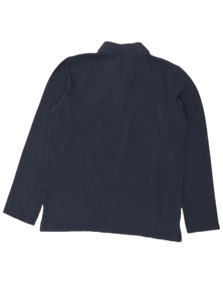 Polo regolare da uomo a maniche lunghe Carrera in cotone blu navy medio