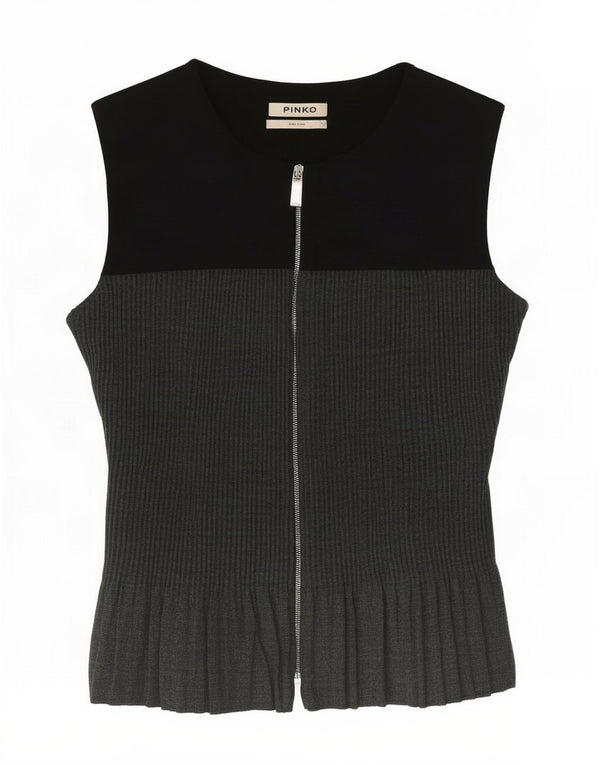 Camicetta senza maniche corta da donna Pinko UK 10 Small Black Colourblock