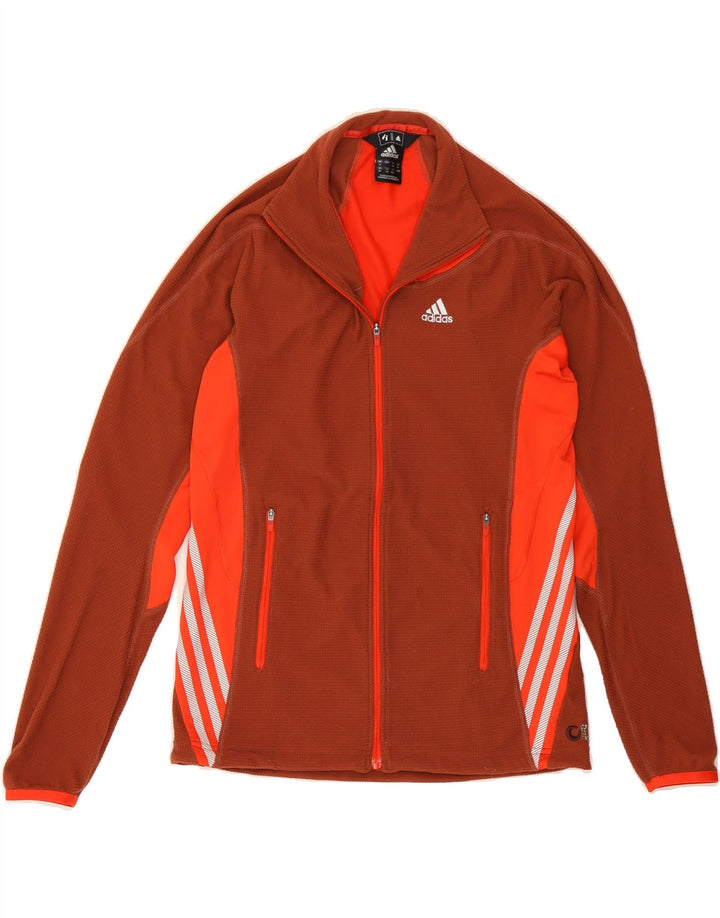ADIDAS Womens Fleece Jacket UK 12 Medium  Maroon Colourblock Polyester Vintage Adidas and Second-Hand Adidas from Messina Hembry 