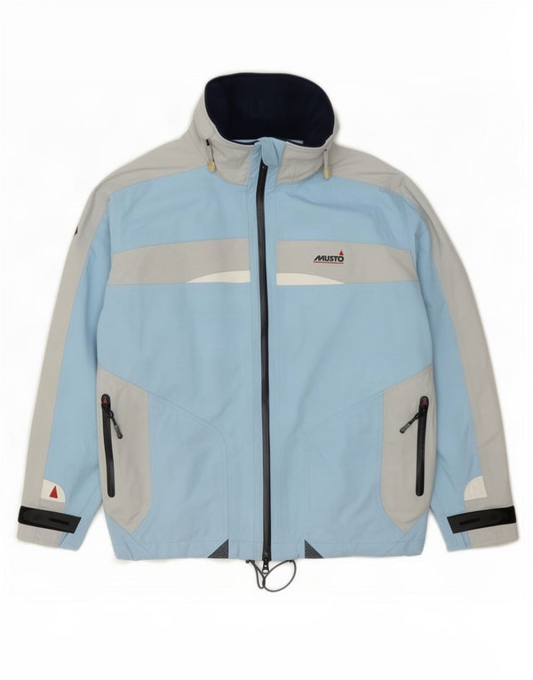 Musto Giacca antipioggia grafica da donna UK 14 Large Blu Colourblock Nylon
