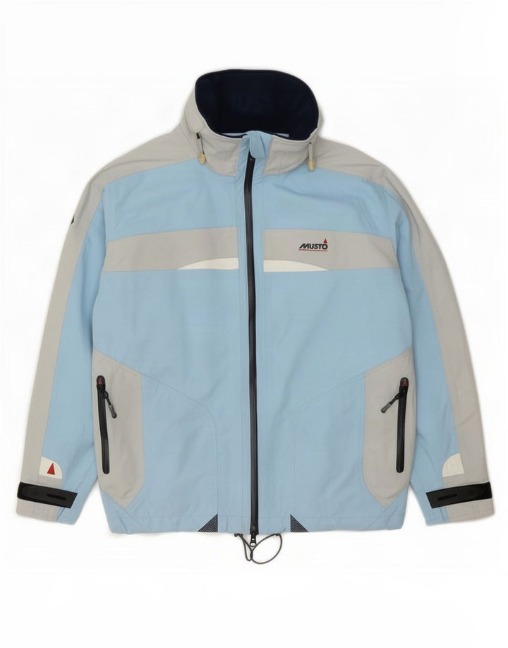 Musto Giacca antipioggia grafica da donna UK 14 Large Blu Colourblock Nylon