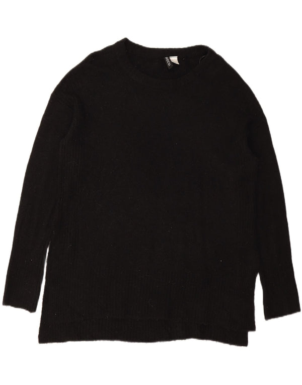 H&M Womens Boat Neck Jumper Sweater UK 14 Medium Black Acrylic