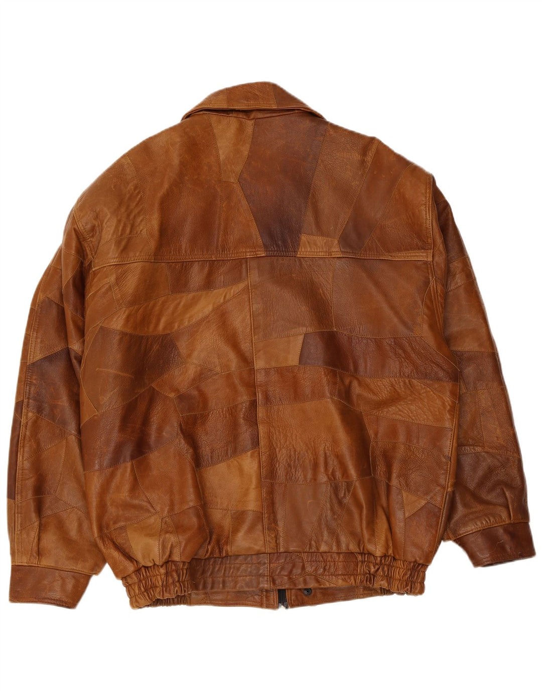 Giacca in pelle vintage da uomo UK 42 XL in pelle patchwork marrone