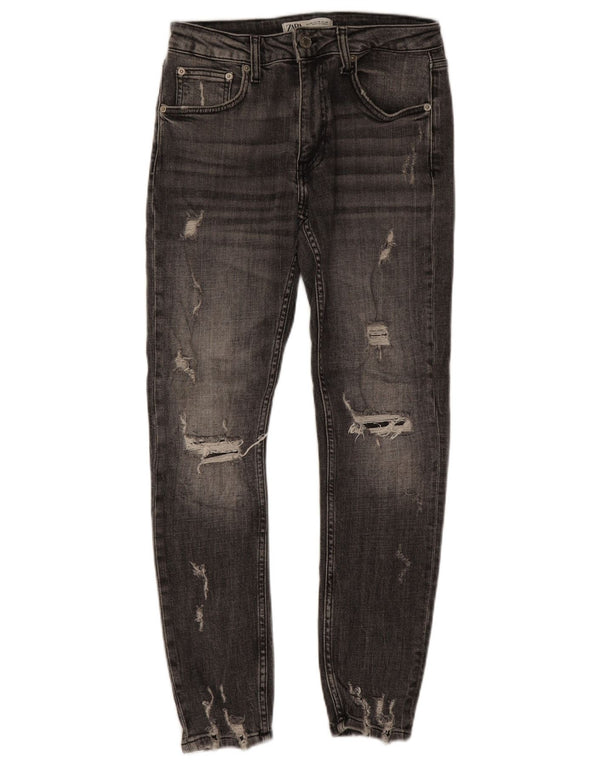Jeans skinny effetto consumato Zara da uomo EU 38 Small W30 L27 Cotone grigio