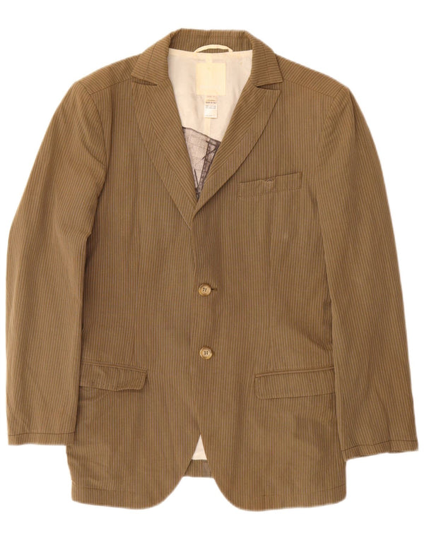 Giacca blazer da uomo a 2 bottoni Diesel UK 36 piccolo cotone gessato kaki