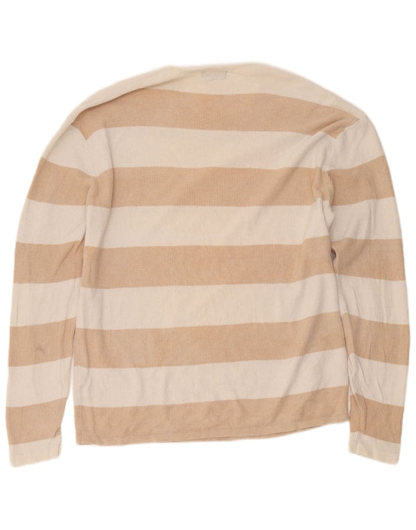 Top Zara da uomo a maniche lunghe in cotone a righe larghe beige
