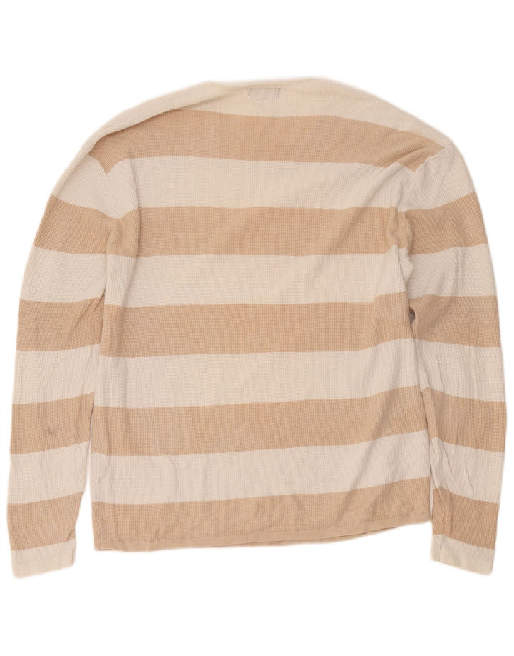 Top Zara da uomo a maniche lunghe in cotone a righe larghe beige
