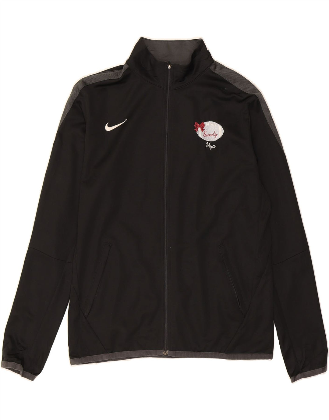 NIKE Womens Graphic Tracksuit Top Jacket UK 18 XL Black Colourblock Vintage Nike and Second-Hand Nike from Messina Hembry 