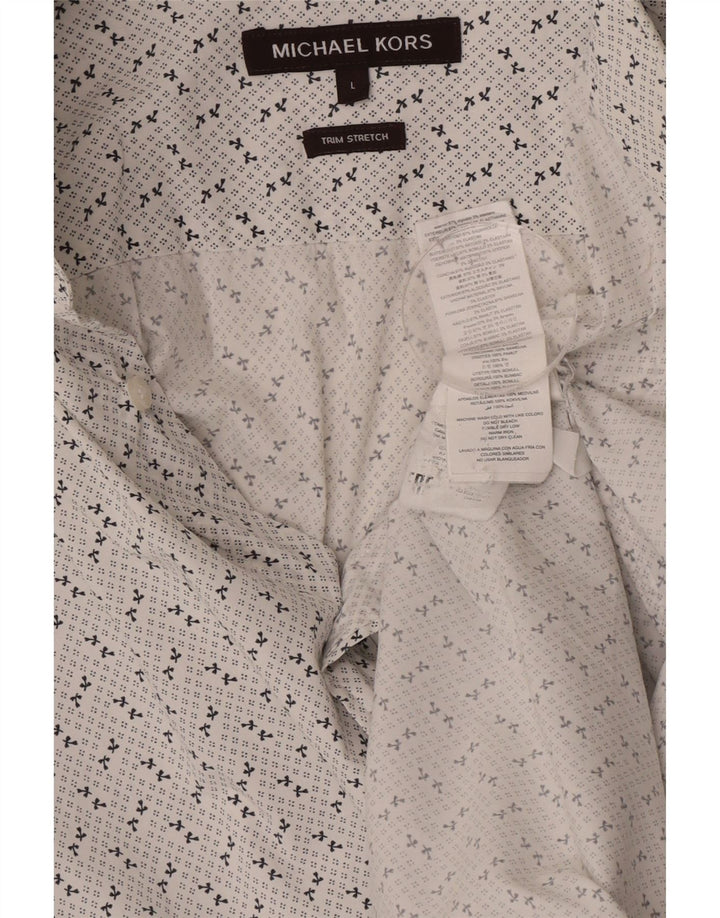 Camicia da uomo con motivo astratto Michael Kors, grande, in cotone bianco