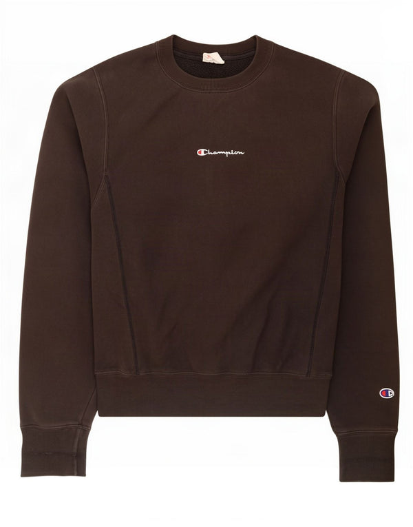 Felpa con grafica Champion Reverse Weave da uomo XS in cotone marrone