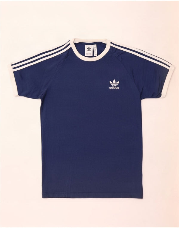 Adidas Mens T-Shirt Top Medium Navy Blue Colourblock Cotton
