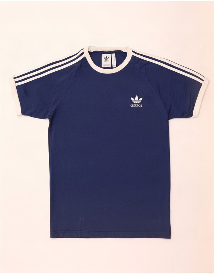 T-shirt da uomo Adidas Top in cotone color block medio blu navy