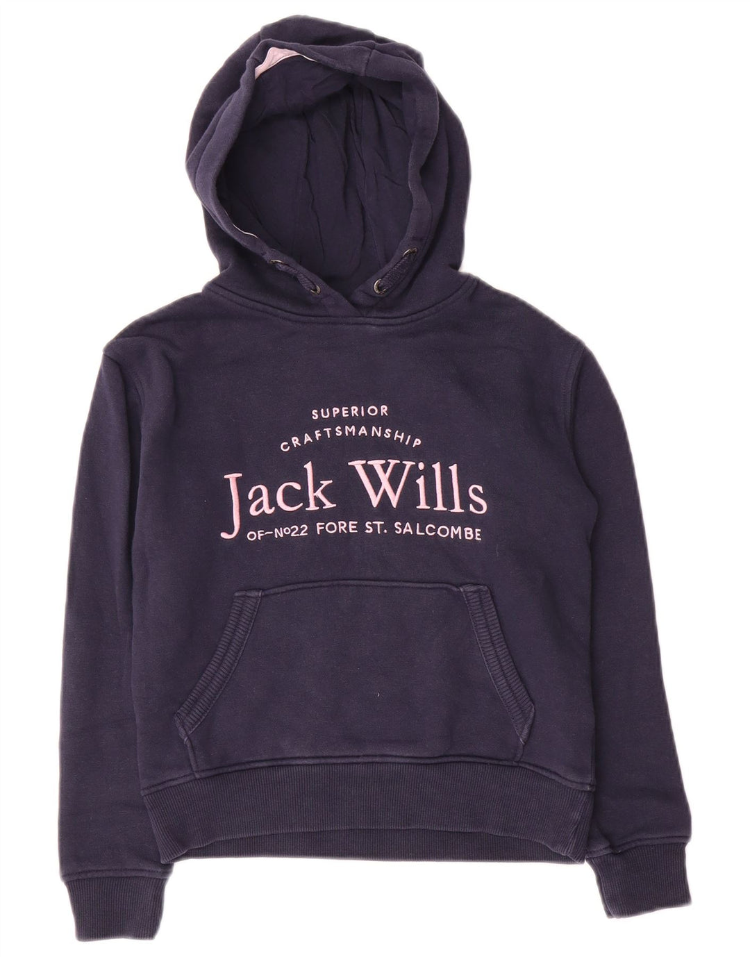 JACK WILLS Felpa con cappuccio grafica per ragazze 8-9 anni in cotone blu navy