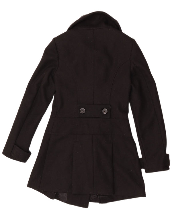 Cappotto Doppiopetto Donna Benetton IT 44 Medio Nero Lana Vergine