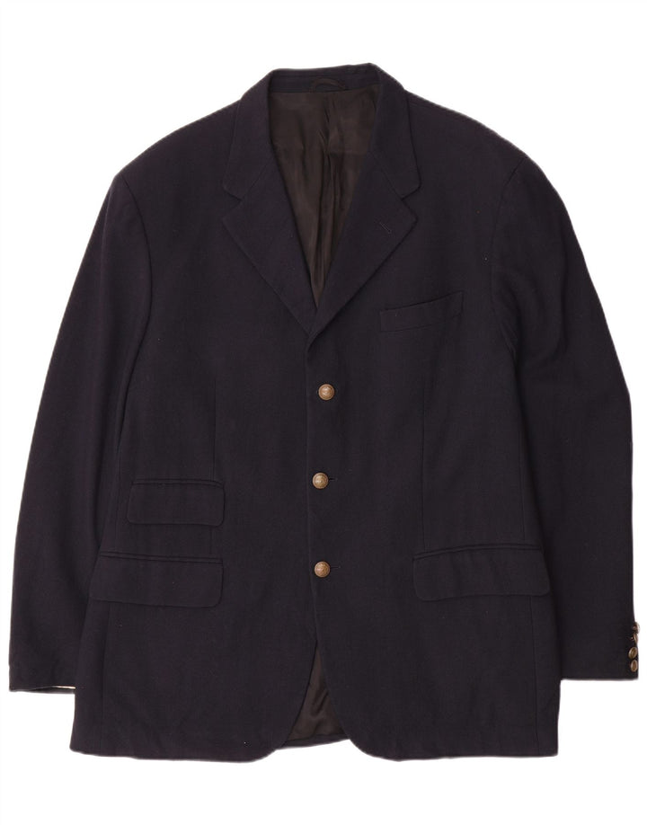 Giacca blazer a 3 bottoni da uomo Brooksfield UK 40 grande in lana blu navy