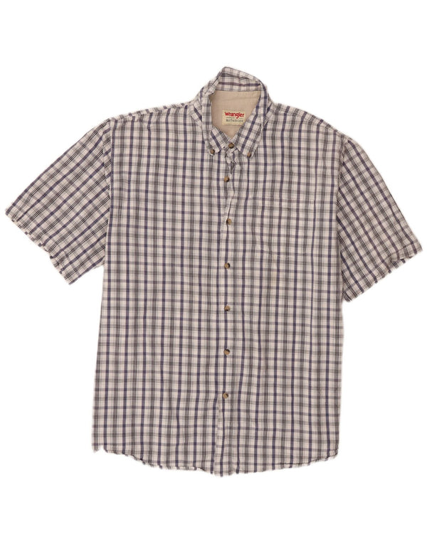 Camicia a maniche corte da uomo Wrangler XL in cotone a quadri bianchi