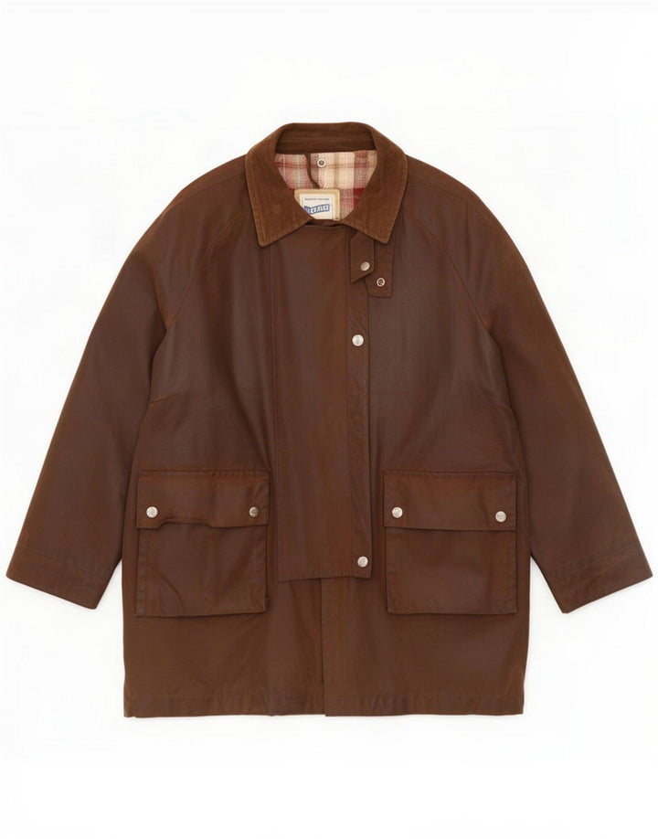 Gas Giacca oversize in cotone cerato da donna UK 14 Marrone medio