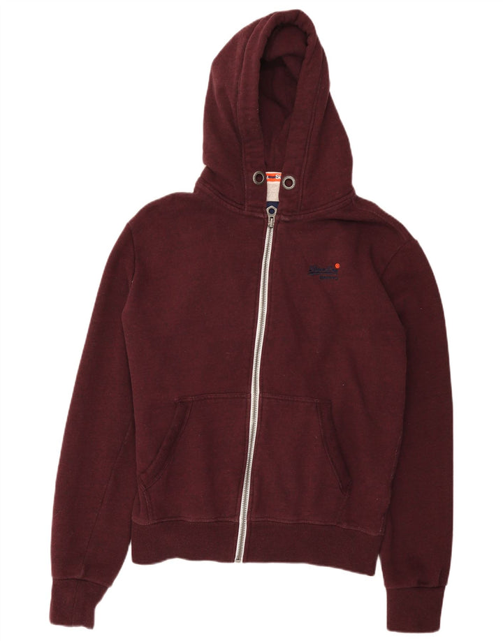 Maglione con cappuccio e zip da uomo Superdry in cotone bordeaux medio
