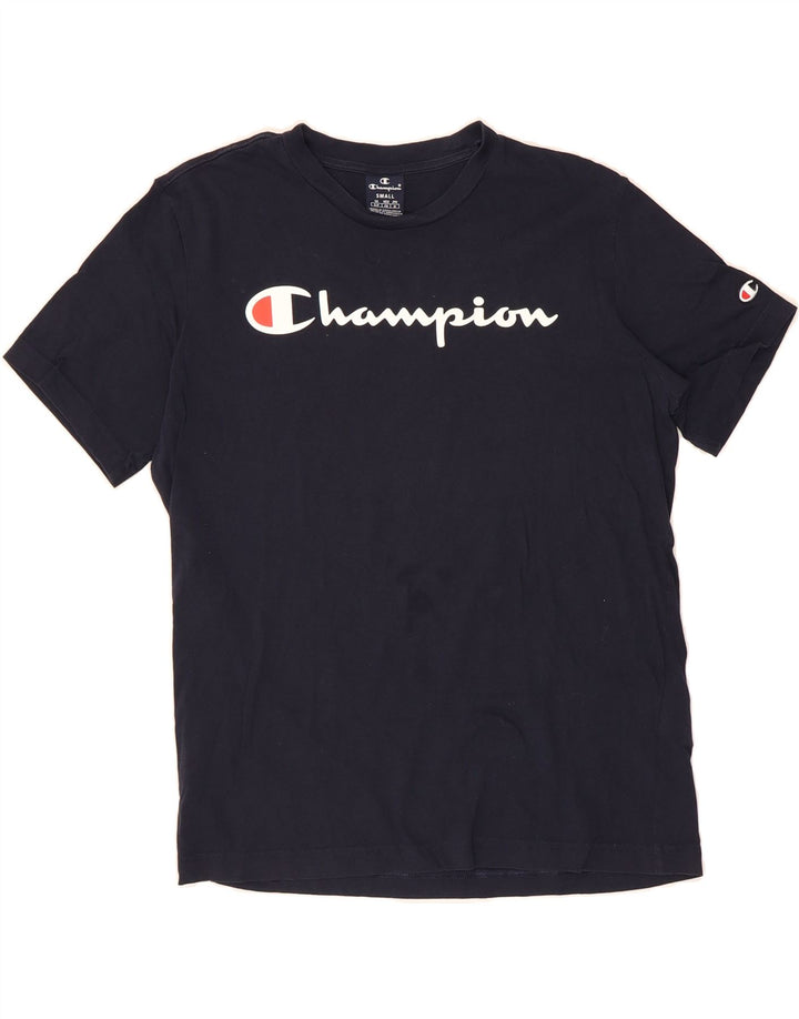 CHAMPION Mens Graphic T-Shirt Top Small Navy Blue Cotton Vintage Champion and Second-Hand Champion from Messina Hembry 