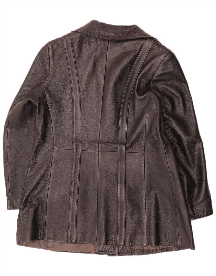 Giacca in pelle vintage da donna UK 14 media nera