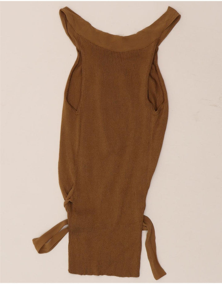 Massimo Dutti Top da donna con spalle scoperte UK 14 Large in viscosa marrone