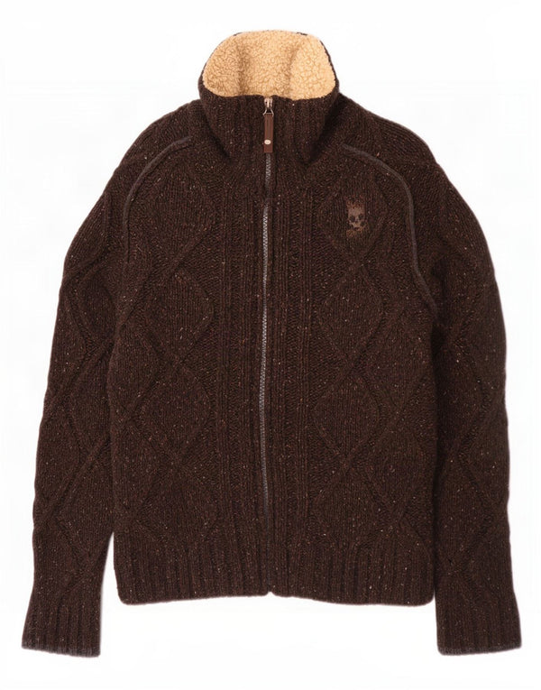Giacca Sherpa da uomo in maglia Energie UK 40 grande lana screziata marrone
