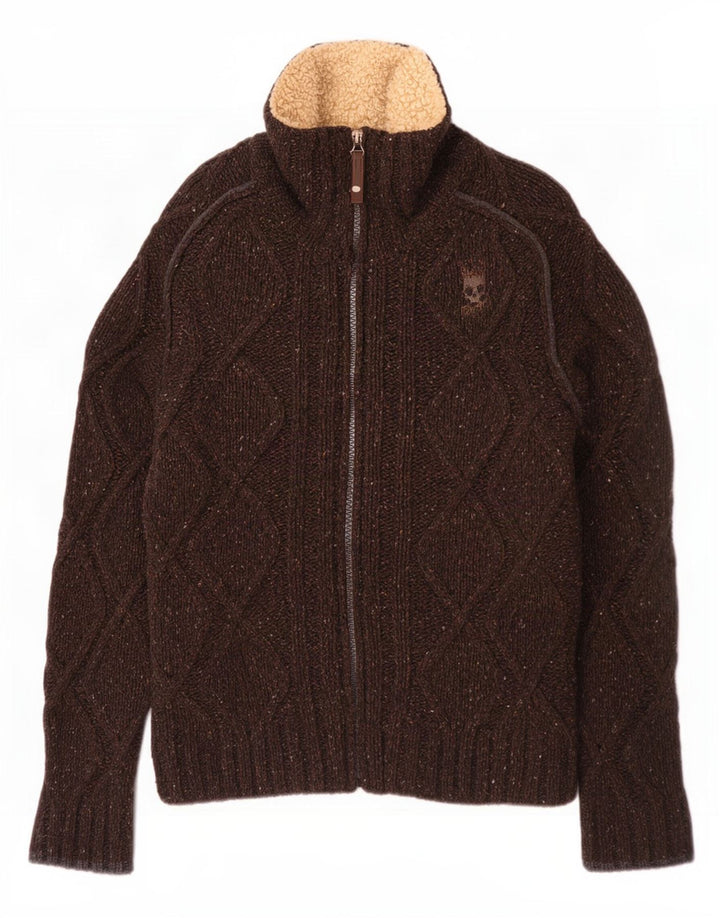 Giacca Sherpa da uomo in maglia Energie UK 40 grande lana screziata marrone