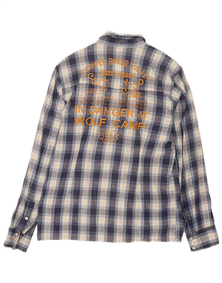 Camicia grafica da uomo Lee in cotone a quadri grandi blu