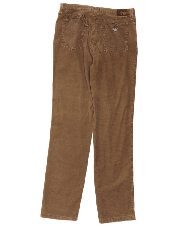 Pantaloni dritti in velluto a coste da donna Armani W32 L30 in cotone beige