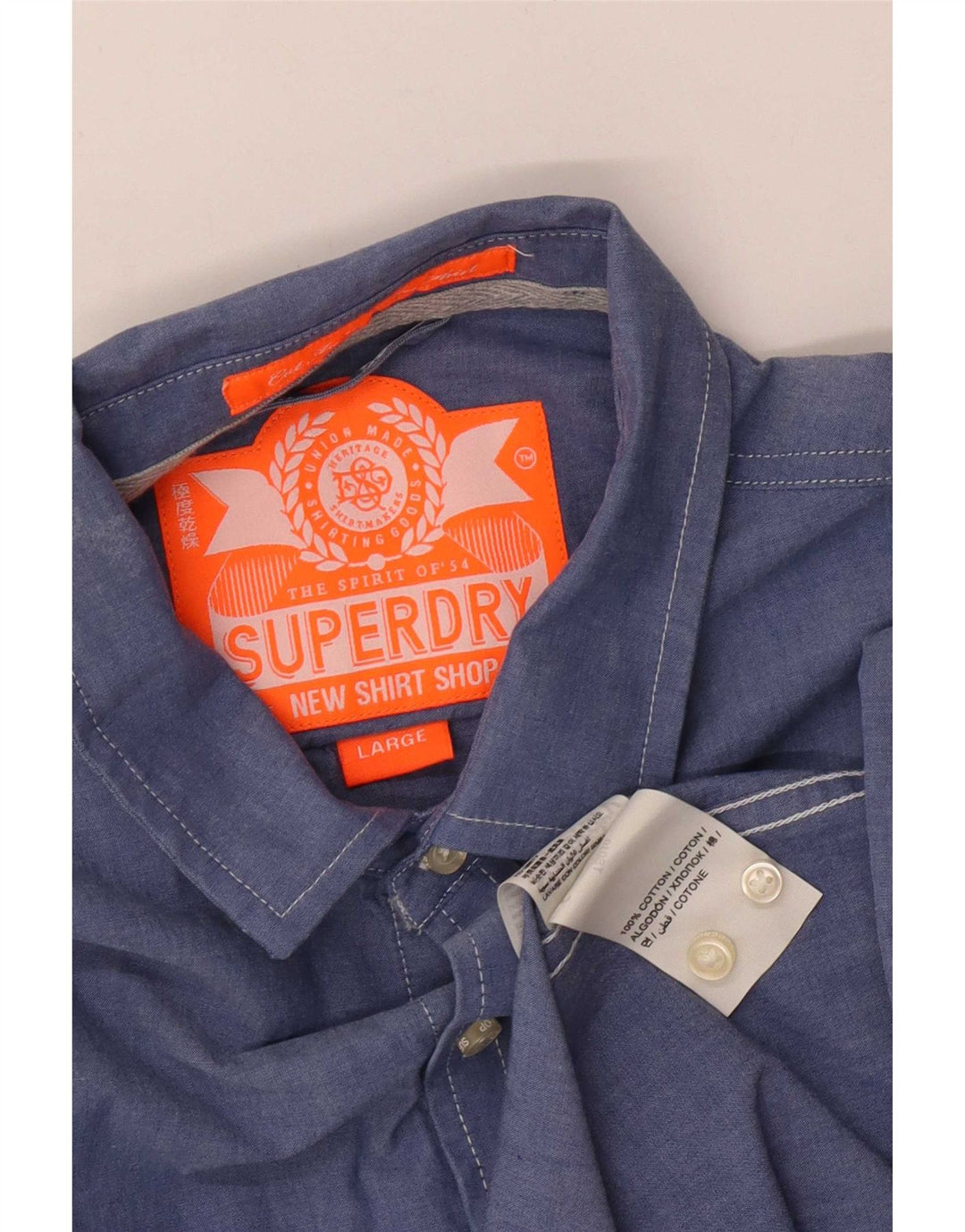 Camicia da uomo Superdry Large in cotone blu