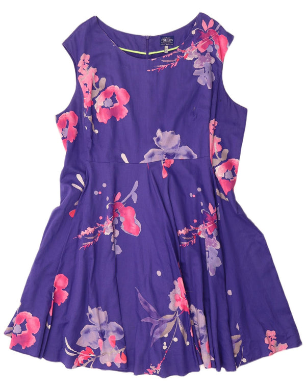 Abito scampanato senza maniche da donna Joules UK 20 2XL Cotone floreale viola
